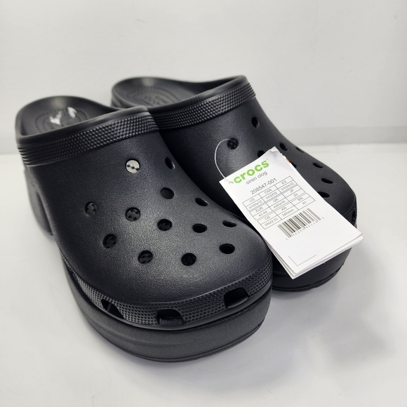 Crocs Siren Clogs High Unisex Heels Platform Slippers Men's 10 Women' 12 Black - Picture 5 of 13